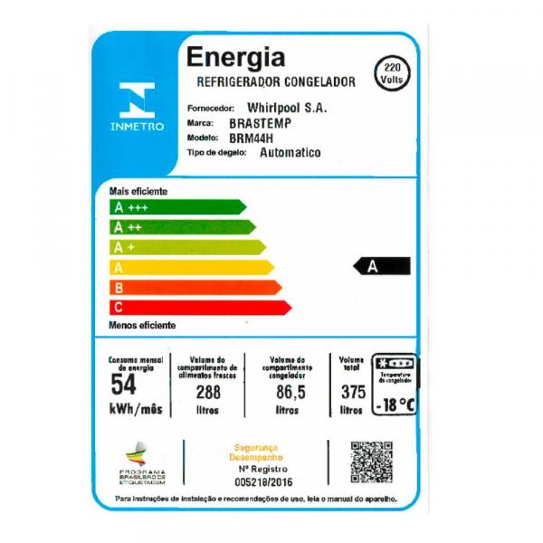 REFRIGERADOR BRASTEMP BRM44 F.FREE 375L - Imagem 6