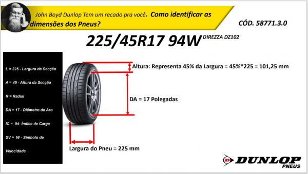 PNEU PASSEIO 225/45R17 DUNLOP 94W DZ102 - Imagem 9
