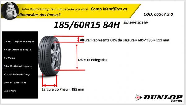 PNEU PASSEIO 185/60R15 DUNLOP 84H ENASAVE EC300+TY - Imagem 7
