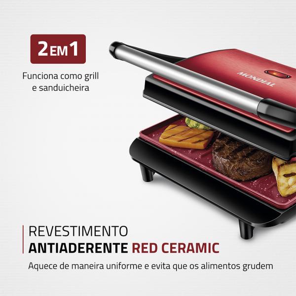 GRILL MONDIAL PRESS CERAMIC PG-01-RC - Imagem 9