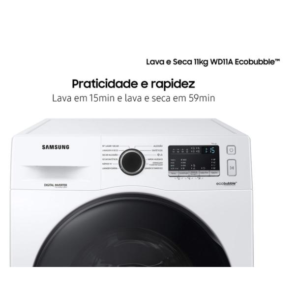 LAVA E SECA SAMSUNG ECOBUBBLE 11KG WD11A4453BW - Imagem 5