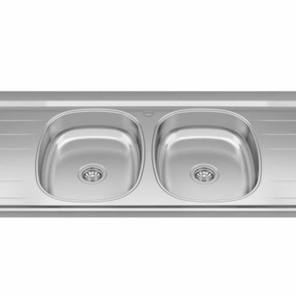 BACIA INOX DURANOX 2 CUBAS CENTRAL 1,60X0,53 - Imagem 2