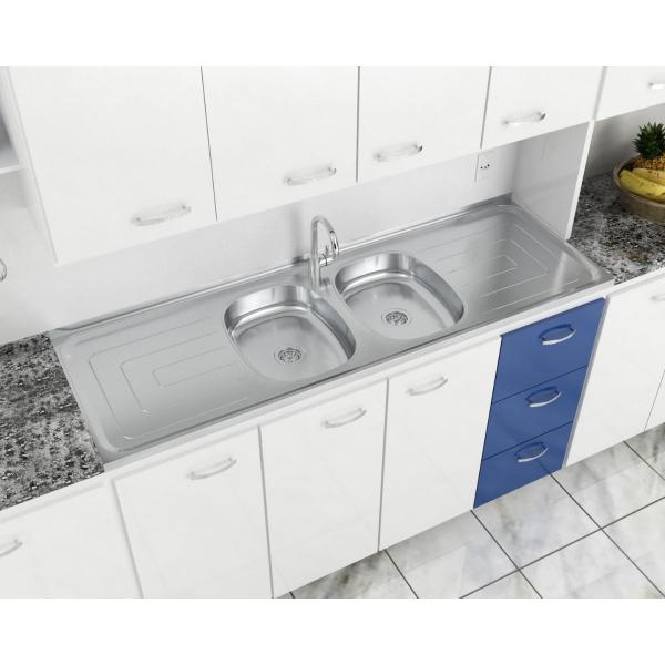 BACIA INOX DURANOX 2 CUBAS CENTRAL 1,60X0,53 - Imagem 4