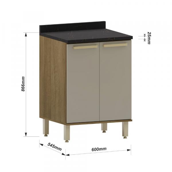 BALCAO LUCIANE ISIS 60CM 2PT C/TP - Imagem 3