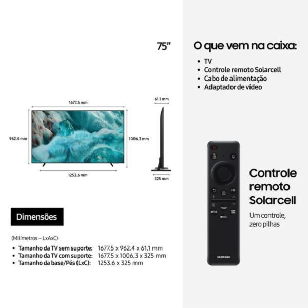 TV 75" SAMSUNG SMART VISION IA QLED ULTRA 4K GAMING QN75Q7FAA - Imagem 9