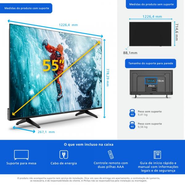 TV 55" PHILIPS SMART 4K 55PUG7300/78 - Imagem 6