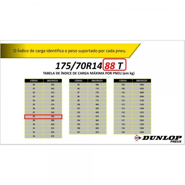 PNEU PASSEIO 175/70R14 DUNLOP 88T SP TOURING R1 - Imagem 6