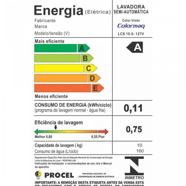 LAVADORA COLORMAQ LCS10 10KG - Imagem 5