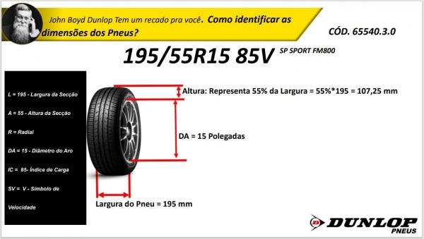 PNEU PASSEIO 195/55R15 DUNLOP 85V SPORT FM800 - Imagem 6