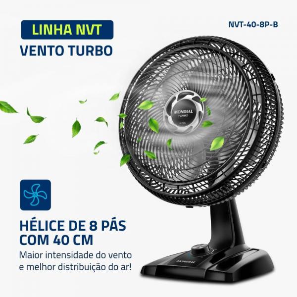 VENTILADOR MESA MONDIAL TURBO 40CM NVT-40-8P 140W - Imagem 2
