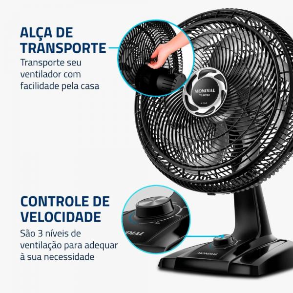 VENTILADOR MESA MONDIAL TURBO 40CM NVT-40-8P 140W - Imagem 5