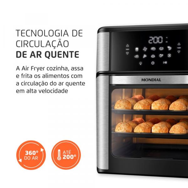 FRITADEIRA MONDIAL AIR FRYER OVEN 12L AFON - Imagem 13