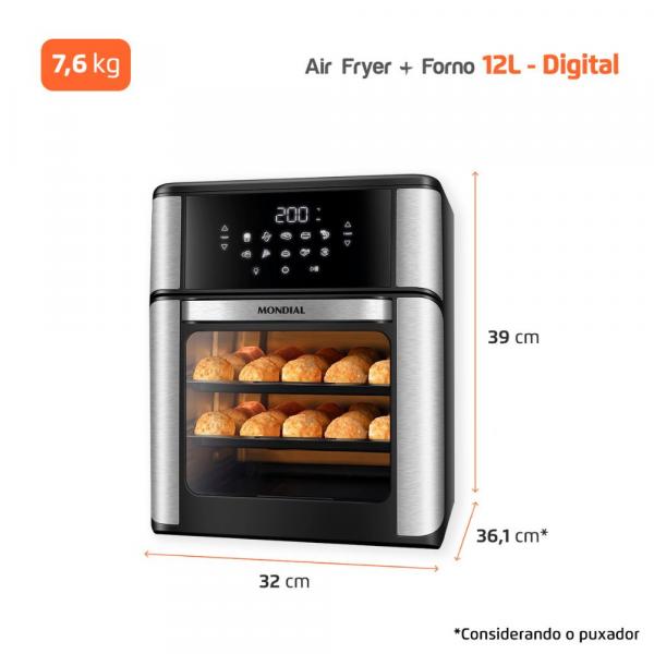 FRITADEIRA MONDIAL AIR FRYER OVEN 12L AFON - Imagem 22