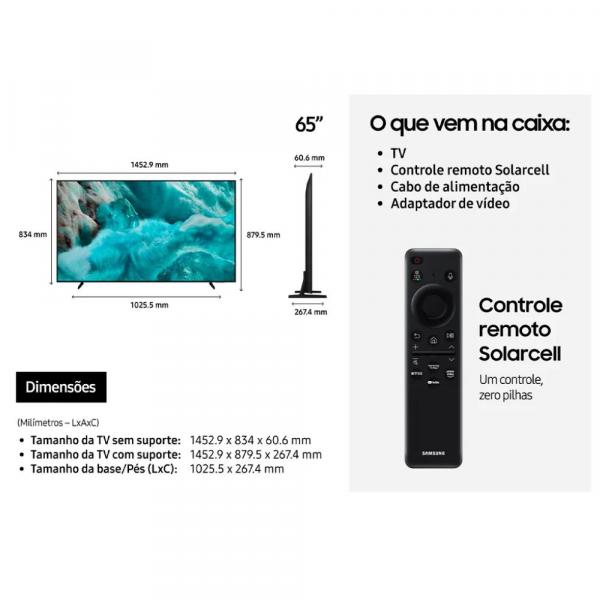TV 65" SAMSUNG SMART VISION IA QLED ULTRA 4K GAMING QN65Q7FAAGXZD - Imagem 7
