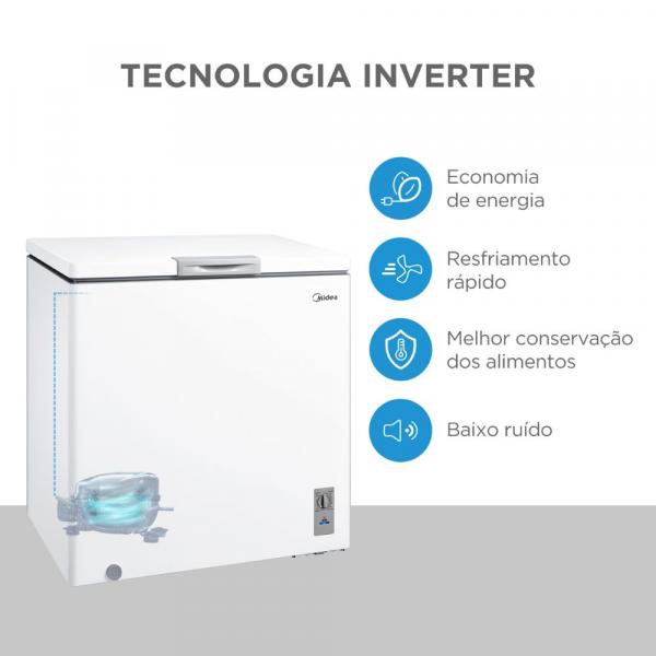 FREEZER MIDEA HORIZ INVER MDRC280 198L BIV - Imagem 5