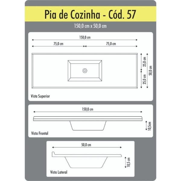 BACIA RORATO 1,50X0,50 CUBA GRANITADA - Imagem 7