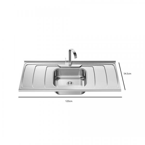 BACIA INOX GHELPLUS DUBAI 1,20X54,5 - Imagem 3
